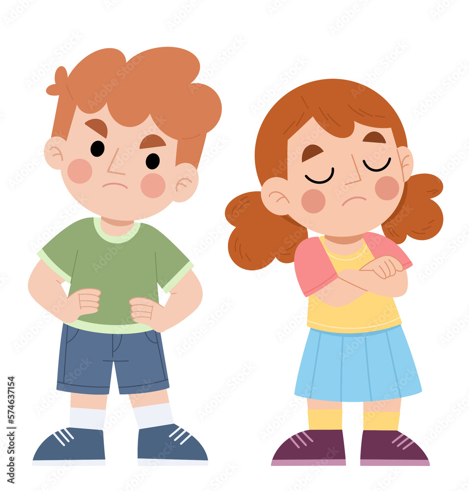 Illustration of two angry little kids Illustration of two angry little kids