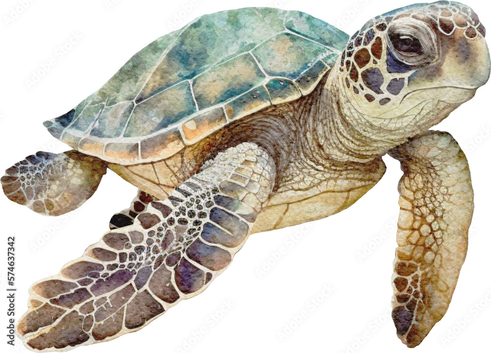 Naklejka premium Sea turtle illustration created with Generative AI technology