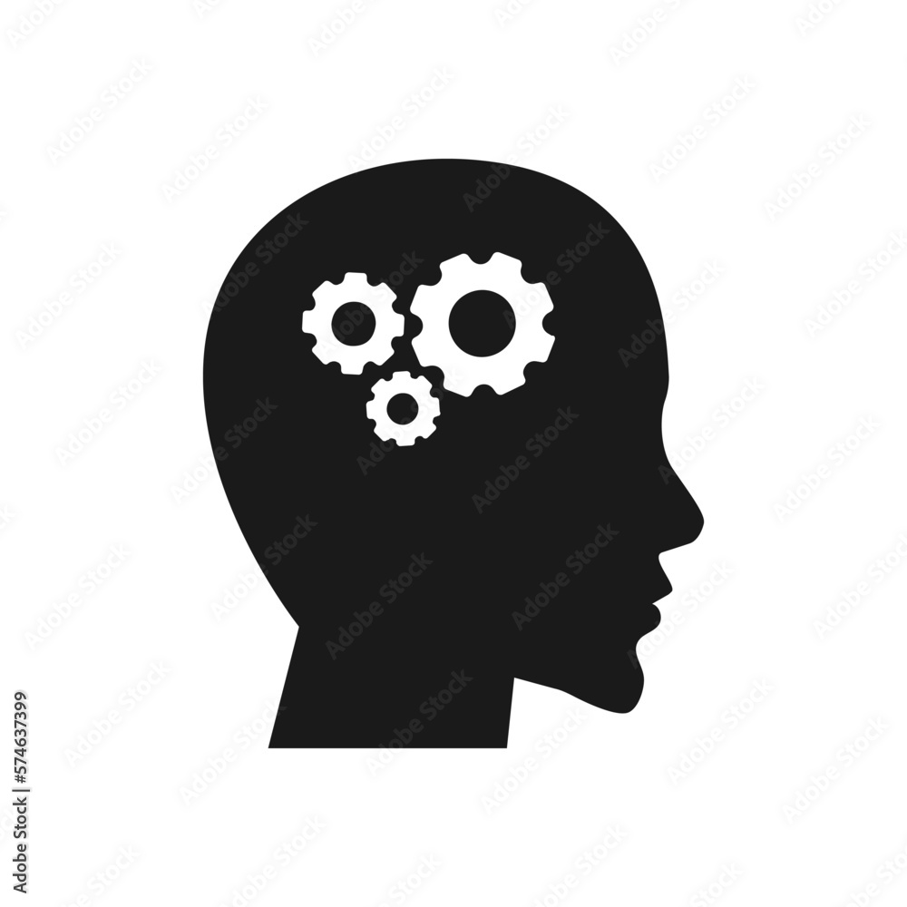 Human head gears tech logo, Cogwheel engineering technological inside brain, Artificial intelligence, Human head gears tech logo, Cogwheel engineering technological inside brain, Artificial intelligence,