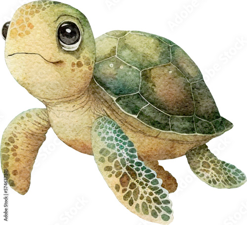 Obraz na plátně Sea turtle illustration created with Generative AI technology