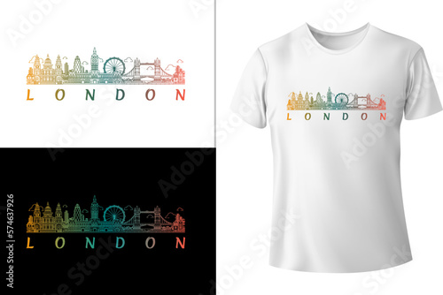 london skyline t-shirt design, london graphic t-shirt, colorful tshirt, typography t-shirt design