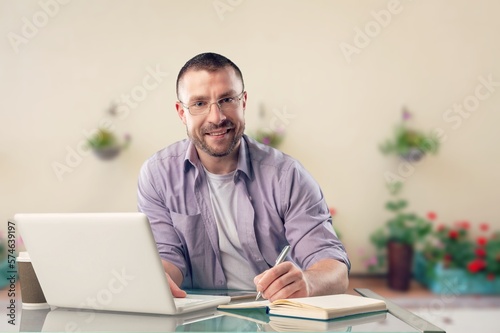Accounting Clerk business Man work on laptop in office