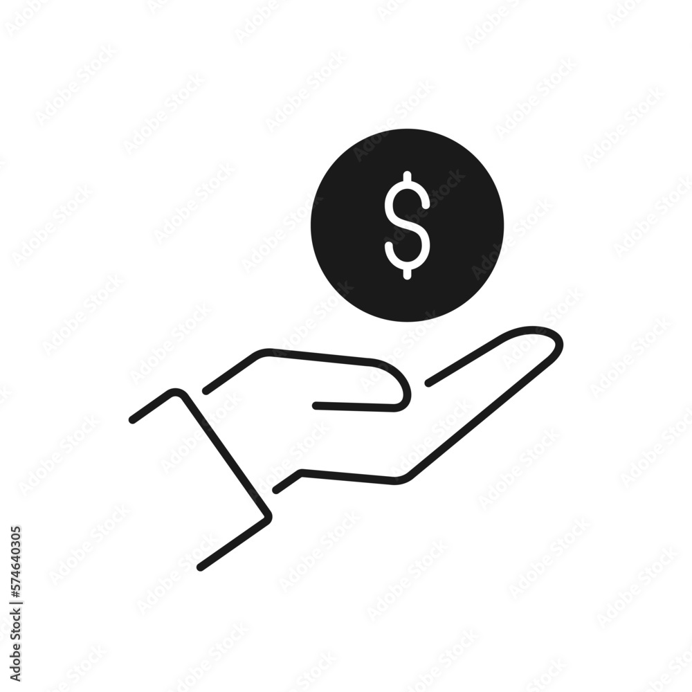 Save money icon, salary money, invest finance, hand holding dollar vector illustration Save money icon, salary money, invest finance, hand holding dollar vector illustration