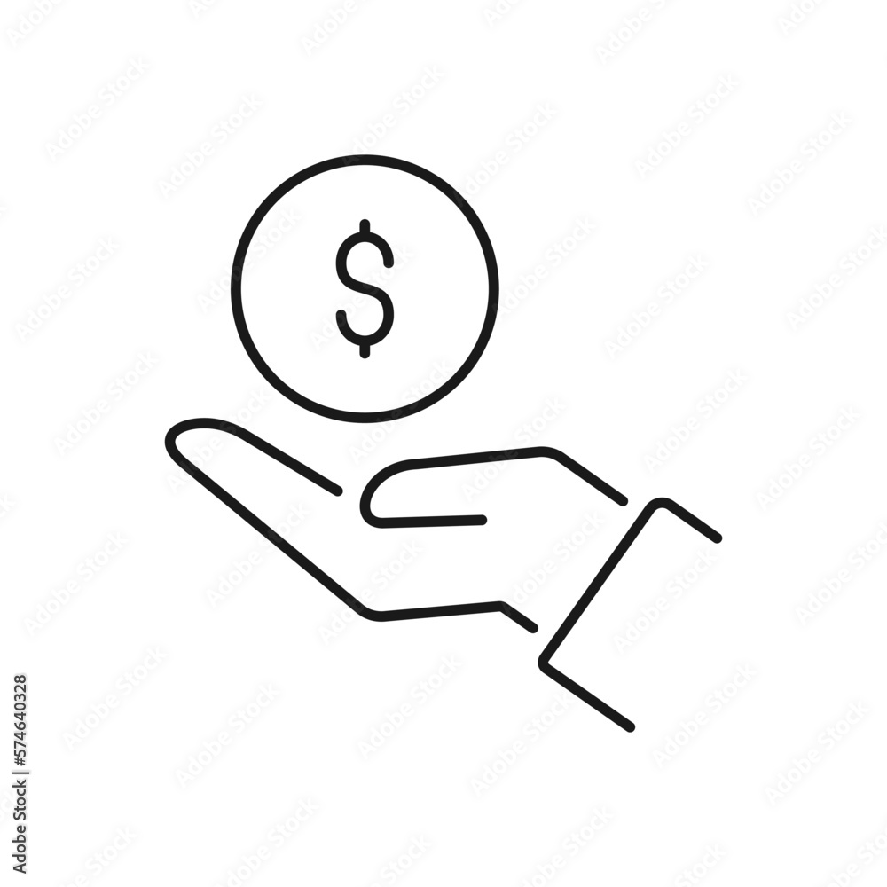 Save money icon, salary money, invest finance, hand holding dollar vector illustration Save money icon, salary money, invest finance, hand holding dollar vector illustration