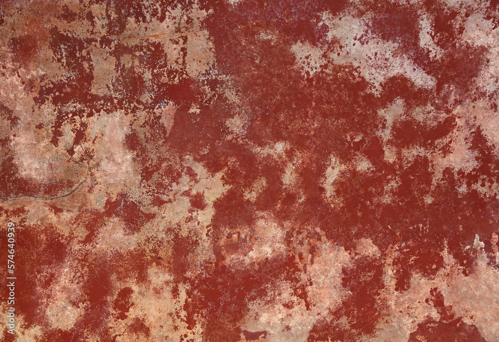 Grunge red brown old painted stone wall