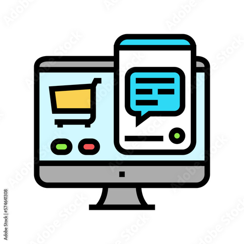 sales chat support color icon vector illustration