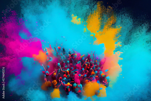 Holi festival, also known as the Festival of Colors, is a vibrant celebration of spring and love observed by Hindus worldwide, generative ai