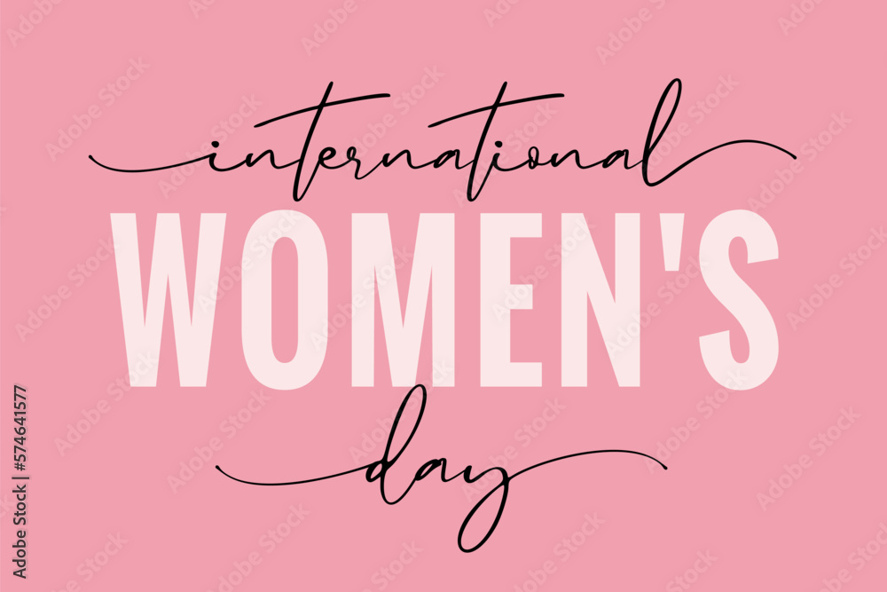 International Womens day elegant calligraphy card. Happy Women's Day vector illustration