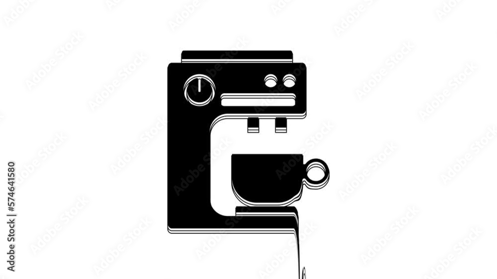 Black Coffee machine icon isolated on white background. 4K Video motion graphic animation Black Coffee machine icon isolated on white background. 4K Video motion graphic animation