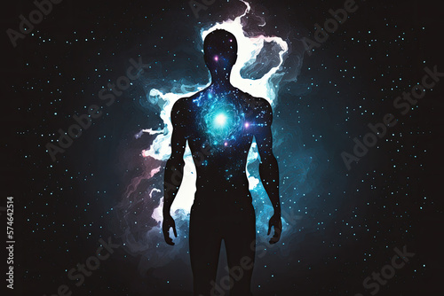 Silhouette of a person, astral body concept