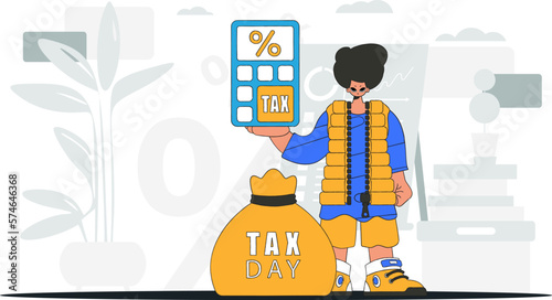 An elegant man with a percentage. An illustration demonstrating the correct payment of taxes.