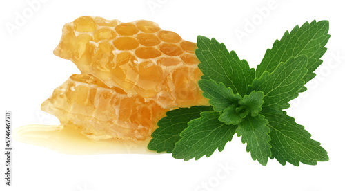 Honey comb with stevia photo