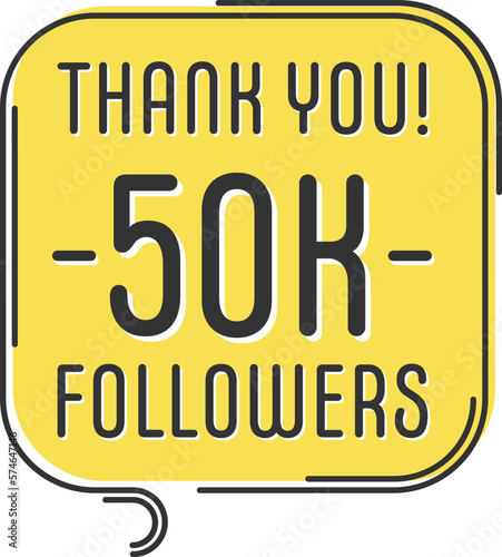 50000 followers vector. Greeting social card thank you followers. Congratulations follower design template
