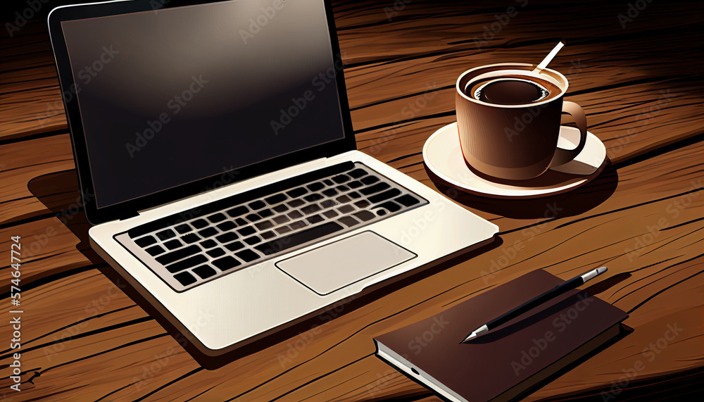 laptop for the workplace illustration Generative AI laptop for the workplace illustration Generative AI