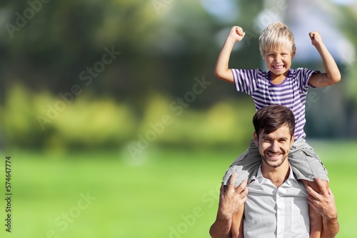 Young happy father having fun with child