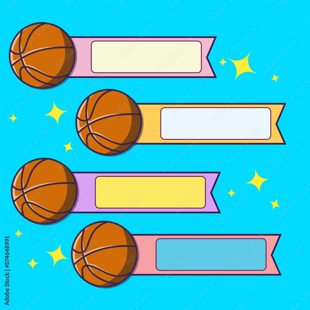 cute cartoon text box with basketball