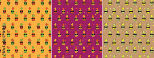 pattern with fruits, pineapple, colorful