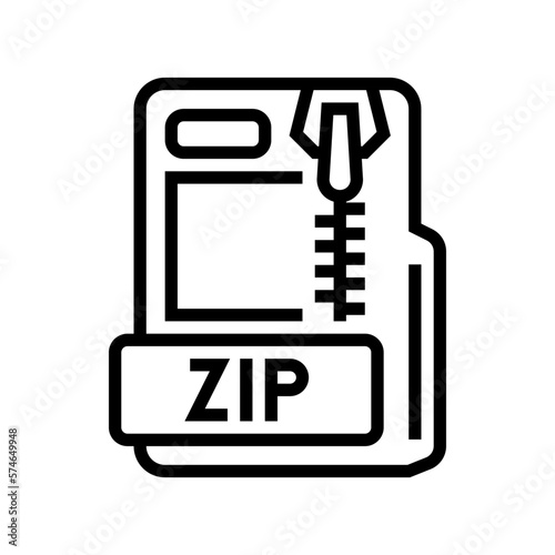 zip file format document line icon vector illustration