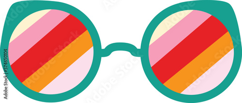 Retro glasses  groovy hippie rainbow glasses illustration.  