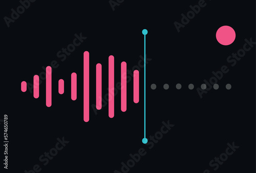 Audio is being recorded. Dark Audio wave recording illustration or icon. Music, Sound, Voice, Audio