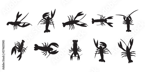 Crayfish Character sea animal on deep background. Wild life illustration. Underwear world. Vector illustration. © Anna Eshka