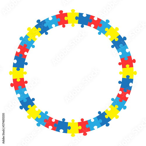World autism awareness day. Colorful puzzles vector background. Symbol of autism. Medical flat illustration. Health care