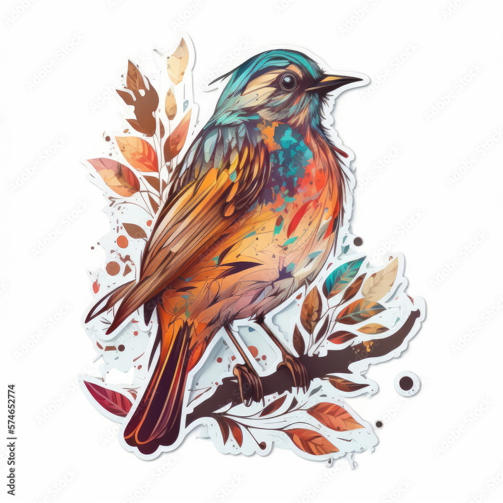 sticker design of bird, vector, white background sticker design of bird, vector, white background