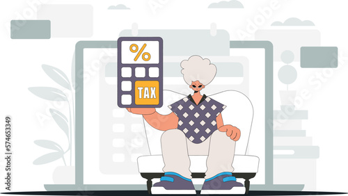 Fashionable man with a percentage. An illustration demonstrating the correct payment of taxes.