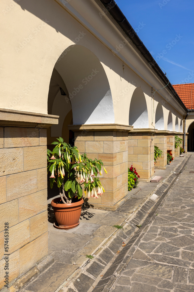 Fototapeta premium Courtyard of 17th century Passion and Marian sanctuary of Bernardine Fathers, Kalwaria Zebrzydowska, Poland.