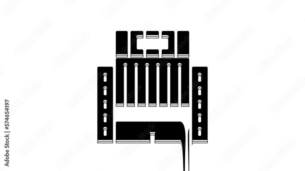 Black Hotel Ukraina building icon isolated on white background. 4K Video motion graphic animation