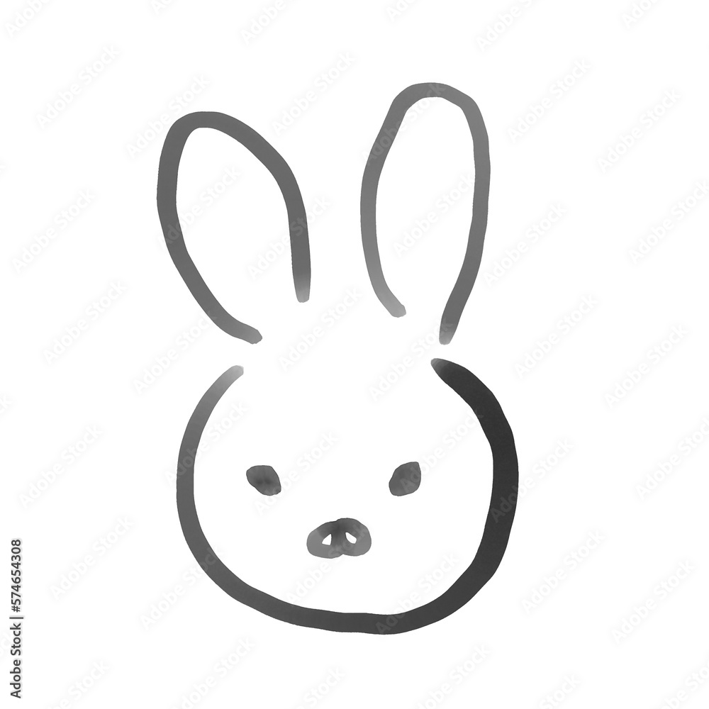 水墨画風のうさぎのイラスト 水墨画風のうさぎのイラスト