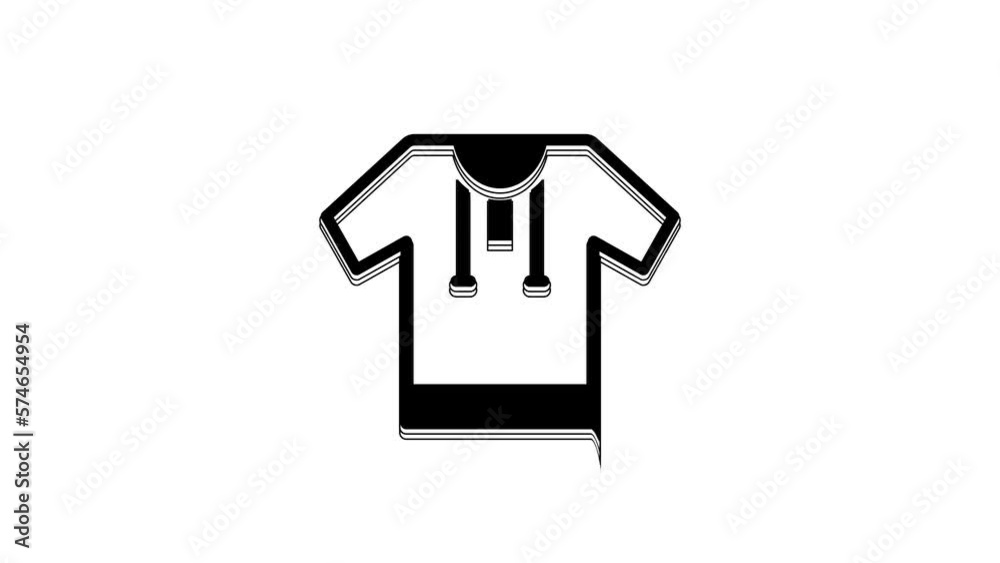Black Embroidered shirt icon isolated on white background. National ukrainian clothing. 4K Video motion graphic animation Black Embroidered shirt icon isolated on white background. National ukrainian clothing. 4K Video motion graphic animation