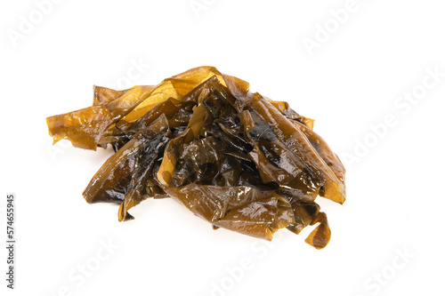 Laminaria (Kelp) Seaweed Isolated on White Background.Fresh seaweed wakame