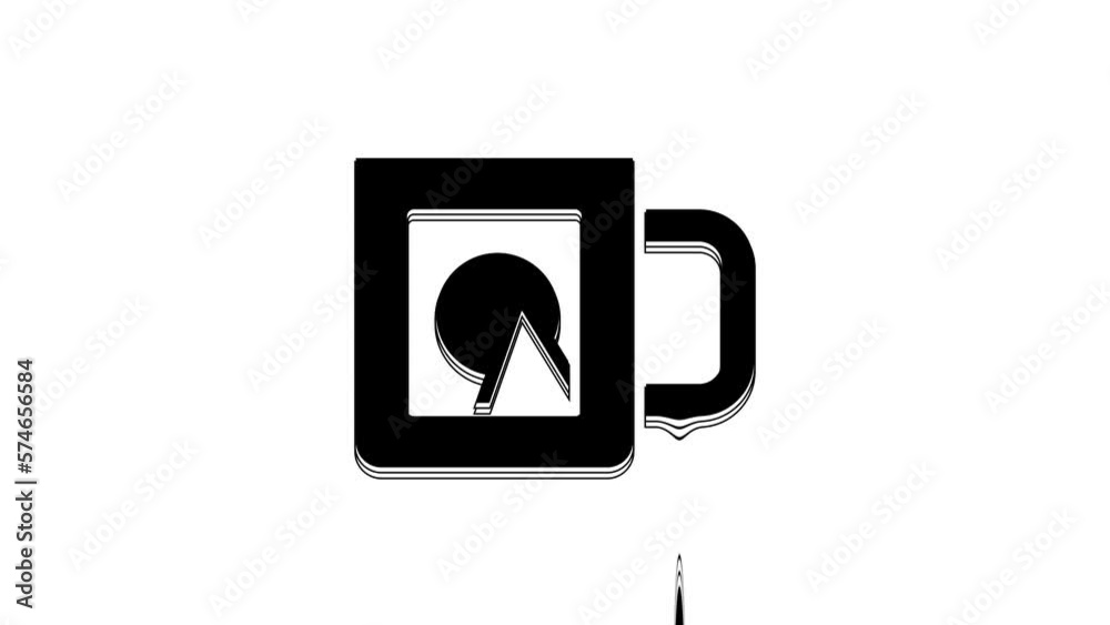 Black Coffee cup icon isolated on white background. Take away print. 4K Video motion graphic animation Black Coffee cup icon isolated on white background. Take away print. 4K Video motion graphic animation