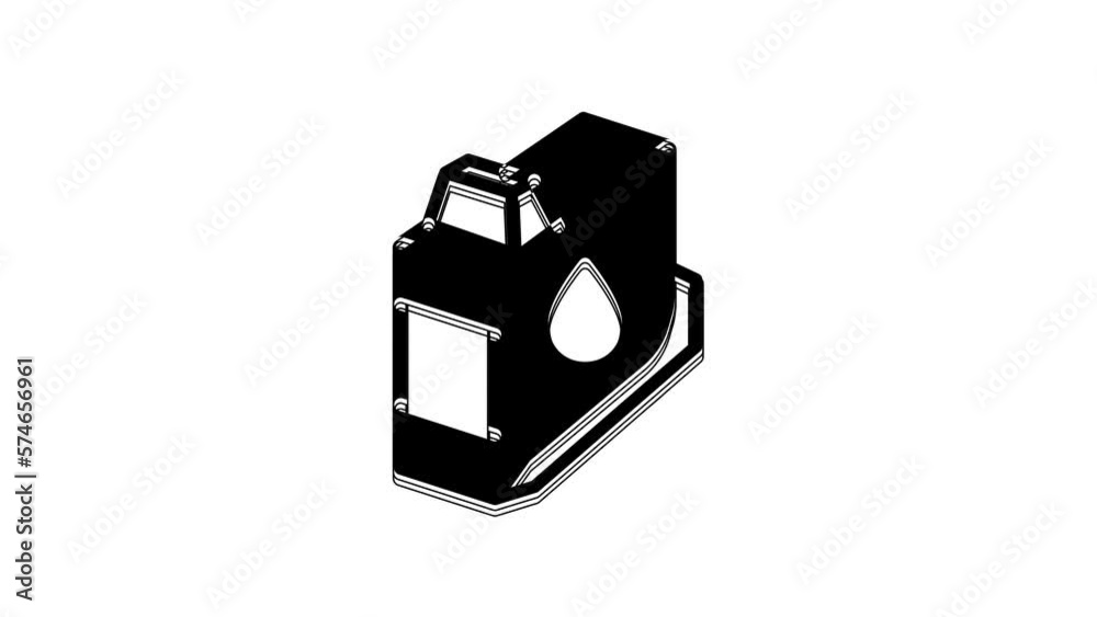 Black Printer ink cartridge icon isolated on white background. 4K Video motion graphic animation Black Printer ink cartridge icon isolated on white background. 4K Video motion graphic animation
