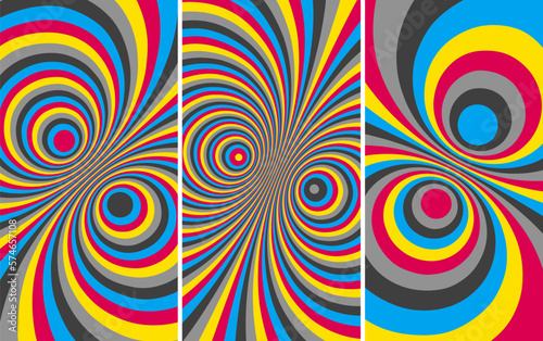 Abstract background made of distorted lines. Pattern with optical illusion. Psychedelic stripes. Op art design. Convex texture. Vector illustration for brochure, flyer, card, banner or cover.