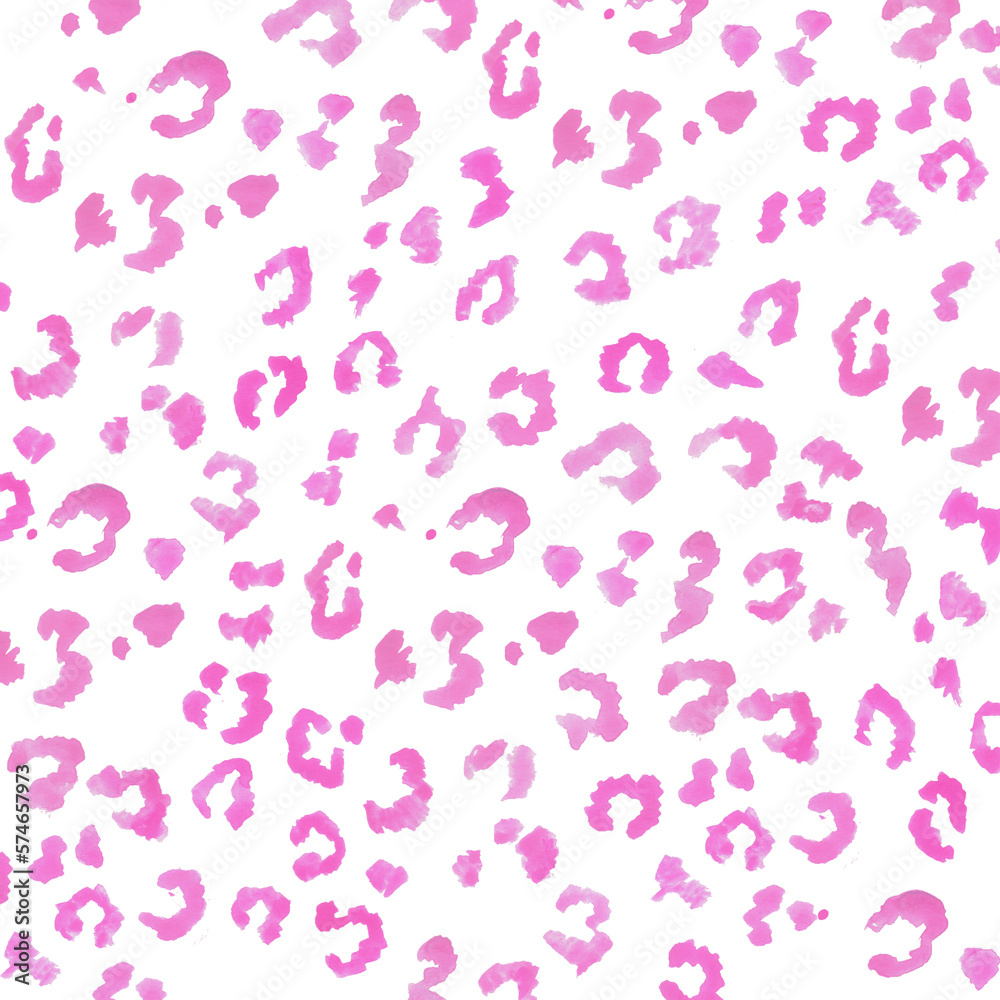 Pink leopard background, animalistic print, textile design, wallpaper, watercolor illustration 