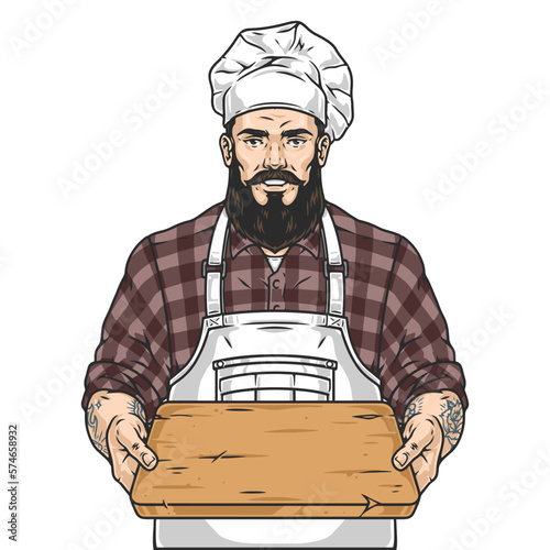 Muscular man chef logotype colorful