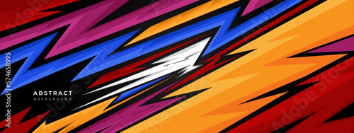 Abstract colourful geometric in sports style design. vector banner design