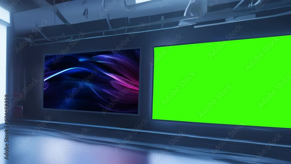 High-Tech Virtual TV Studio with Interactive Elements High-Tech Virtual TV Studio with Interactive Elements