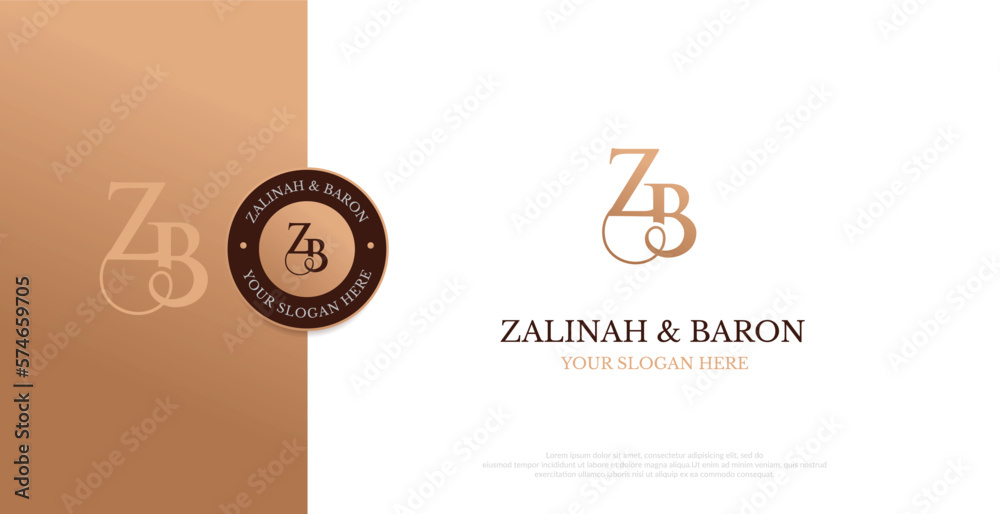 Wedding Logo Initial ZB Logo Design Vector