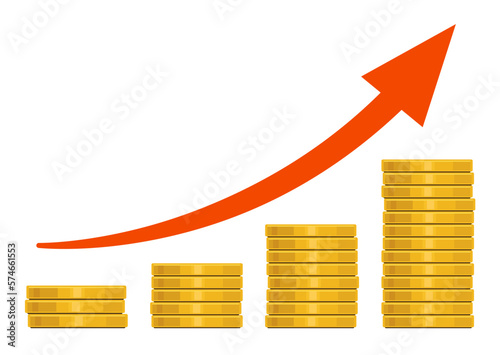 Growing and Increasing Money and Orange Arrows
