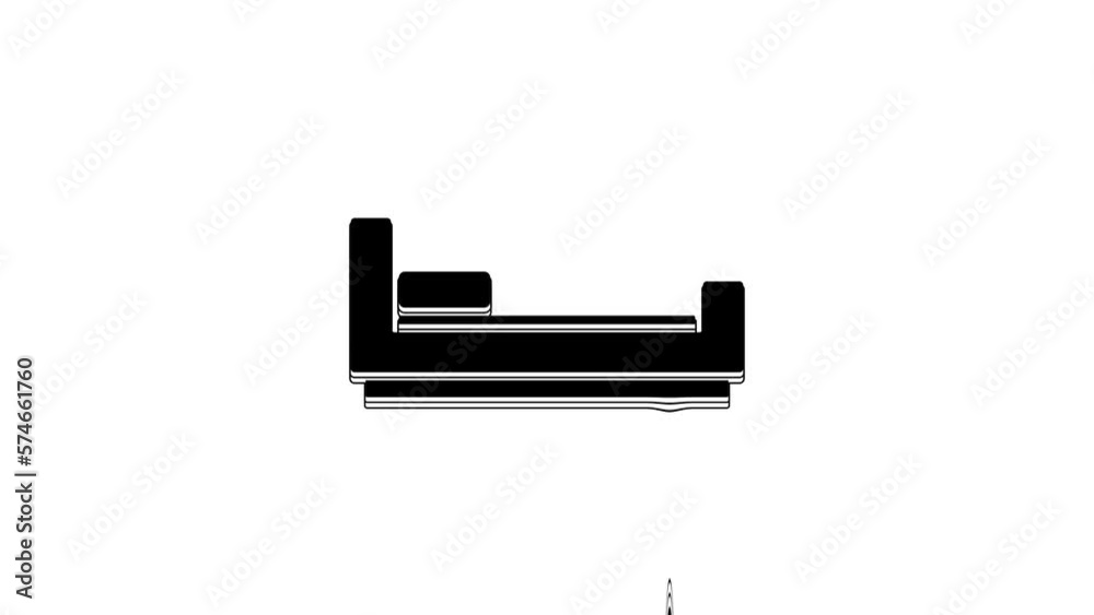 Black Bed icon isolated on white background. 4K Video motion graphic animation Black Bed icon isolated on white background. 4K Video motion graphic animation