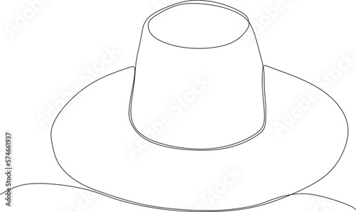 Women's sun hat in continuous line art drawing style. Women's summer hat minimalistic black linear design isolated on white background. Vector illustration