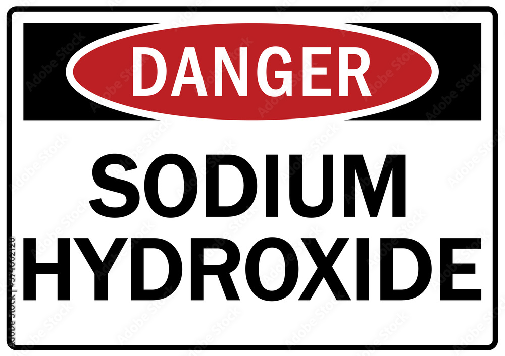 Fototapeta premium Caustic hazard sign and labels sodium hydroxide