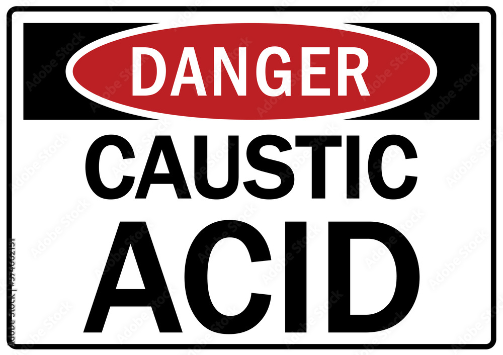 Caustic hazard sign and labels caustic acid Caustic hazard sign and labels caustic acid