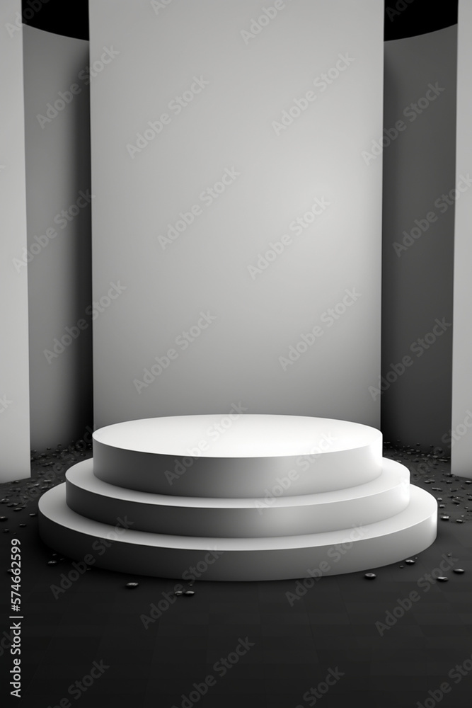 Fototapeta premium A modern and sophisticated piedestal illustration with subtle shades of black and white