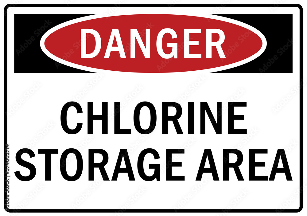 Chlorine gas hazard sign and labels chlorine storage area Chlorine gas hazard sign and labels chlorine storage area