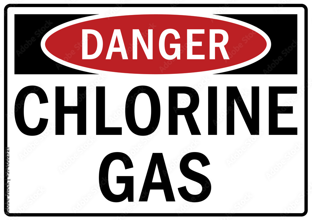 Chlorine gas hazard sign and labels Chlorine gas hazard sign and labels