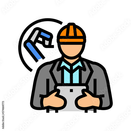 industrial engineer worker color icon vector illustration © vectorwin